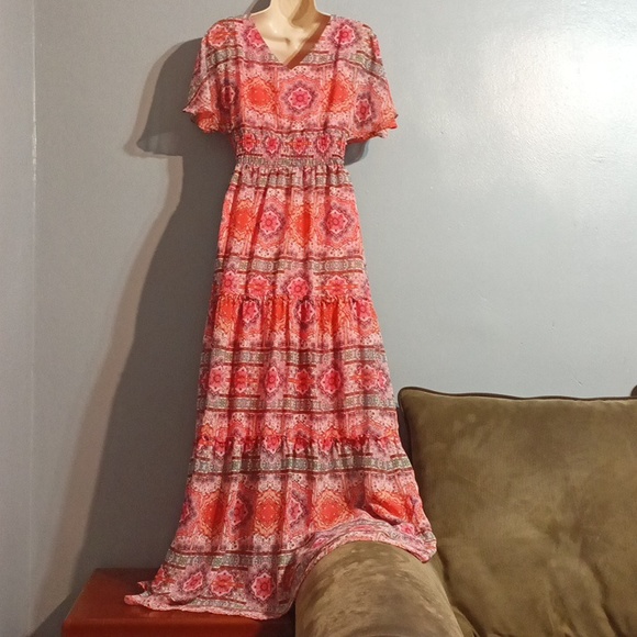 Rabbit, Rabbit, Rabbit designs women's multi color pink maxi dress - Picture 14 of 17